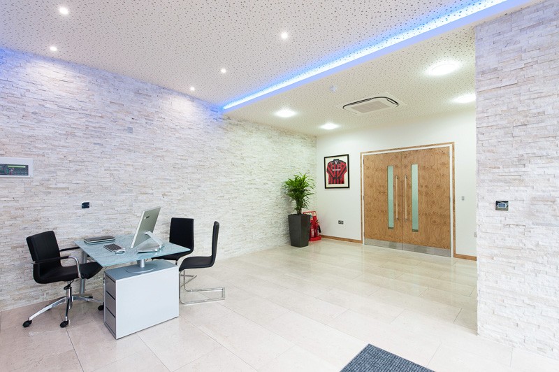 Completed plasterboard LED cove ceiling detail in a commercial fit-out project