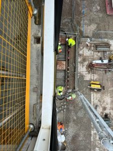Drop down view of the installation of the pattresses