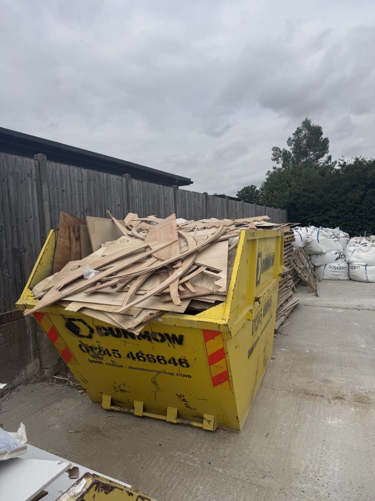 Timber offcuts kept in a separate skip from plasterboard waste at Innovate at SA.